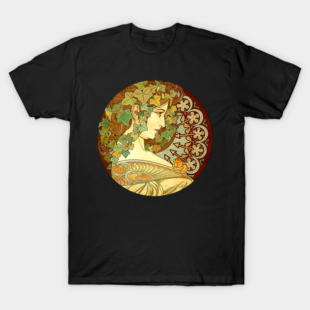 Alphonse Mucha Laurel Vintage Art Nouveau T-Shirt by AltrusianGrace